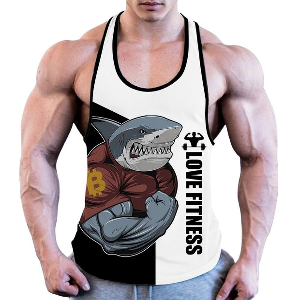 Men's Casual Fitness 3D Digital Printing Vest