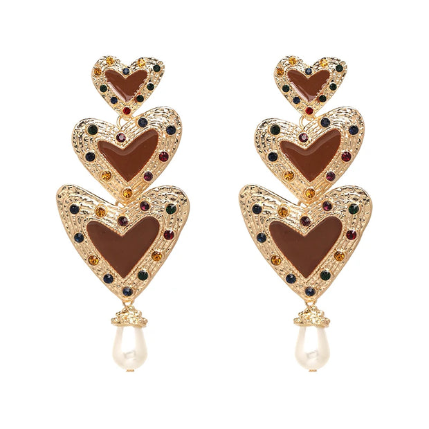 Wholesale JUJIA Classic Fashion Zinc Alloy Charm Heart Dangle Earring For Women Trendy Simulated Pearl Earrings