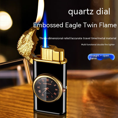 Eagle Head With Watch Plate Double Fire Gas Lighters